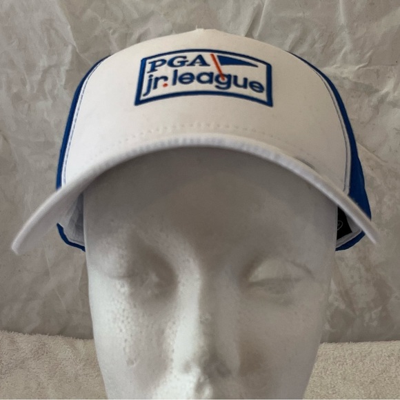PGA Jr. League Adult Adjustable White and Blue Golf Cap - Picture 8 of 8